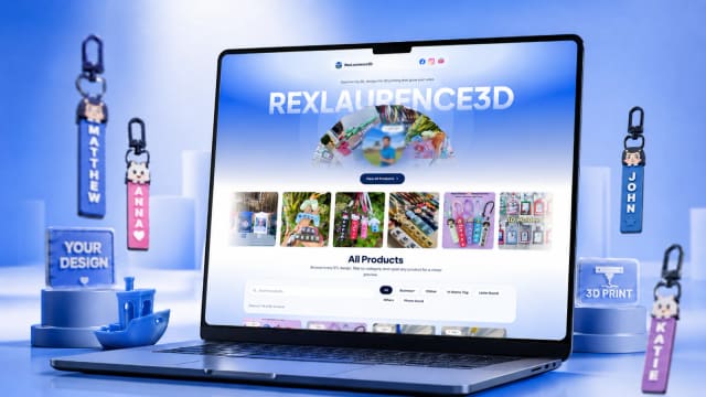 Screenshot of the live RexLaurence3D storefront