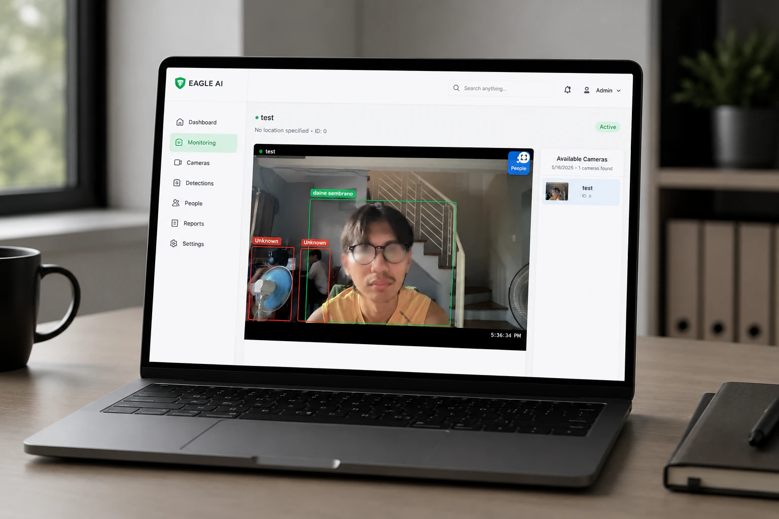 Screenshot of the Eagle AI live monitoring dashboard