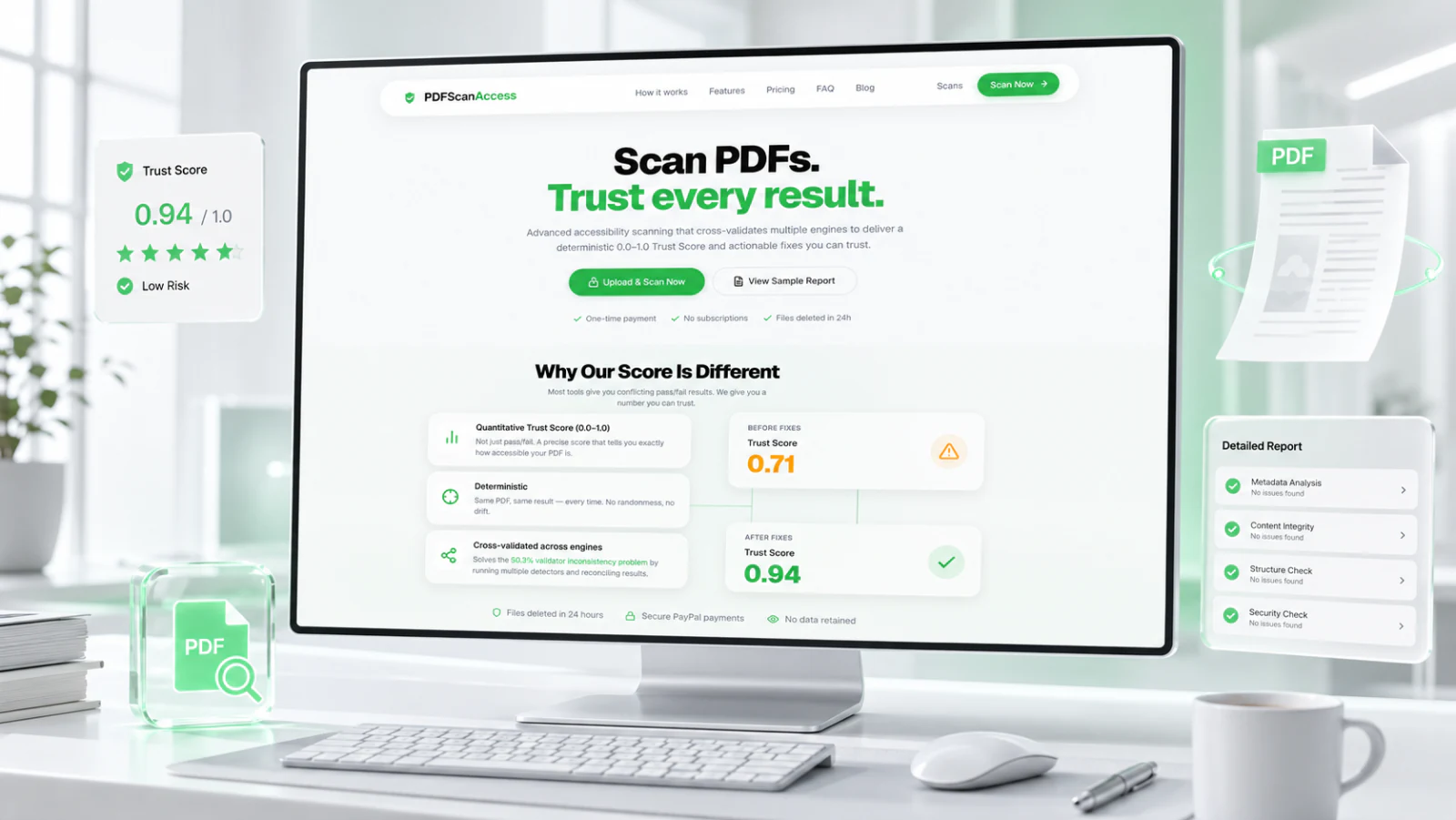 Screenshot of the live PDFScanAccess site